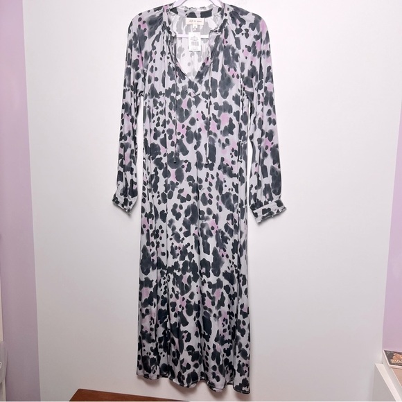 Anthropologie Cloth & Stone Leopard Midi/Maxi Dress Purple Modern Animal Print - Picture 4 of 16